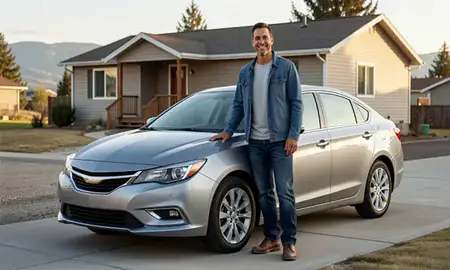Customer with their delivered car in Klamath Falls, Oregon, United States
