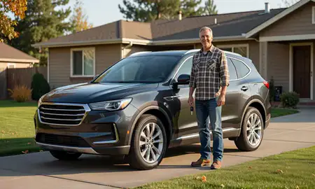 Car delivered to a driveway in Klamath Falls, Oregon, United States
