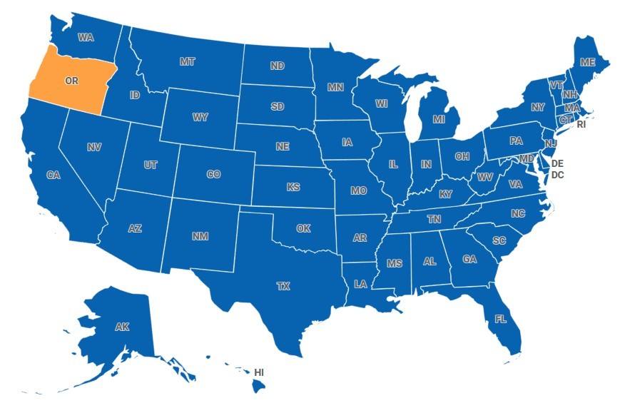 Map of Oregon, USA