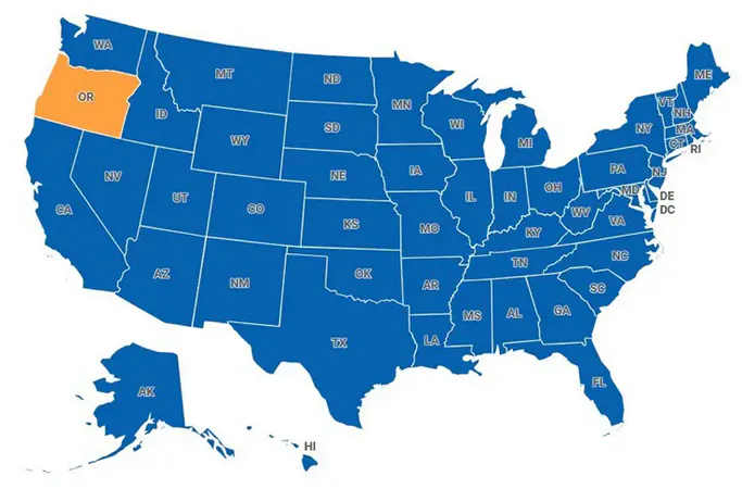 Map of Oregon, United States