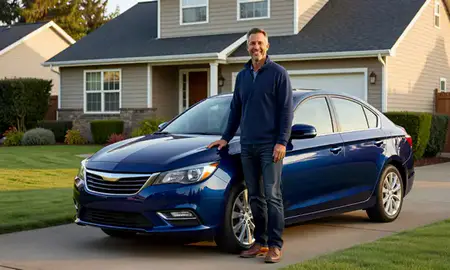 Customer with their delivered car in McMinnville, Oregon, United States