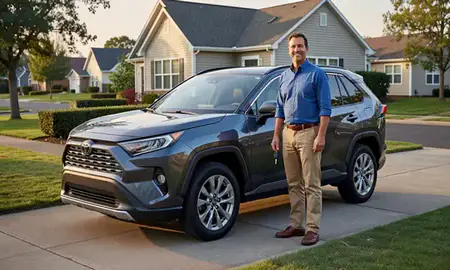 Car delivered to a driveway in McMinnville, Oregon, United States