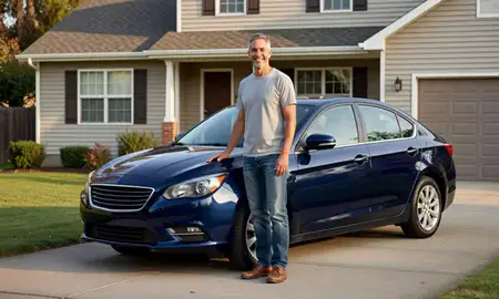 Customer with their delivered car in Medford, Oregon, United States