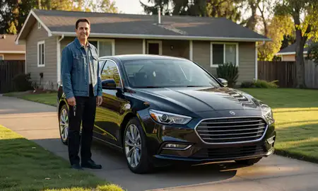 Car delivered to a driveway in Medford, Oregon, United States