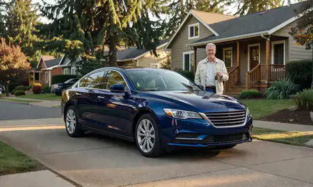 Car delivered to a driveway in Oregon City, Oregon, United States