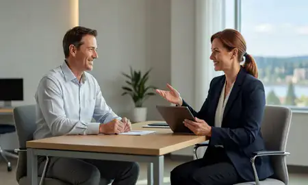 Customer discussing car shipping options in Oregon City, Oregon, United States
