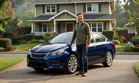 Customer with their delivered car in Portland, Oregon, United States