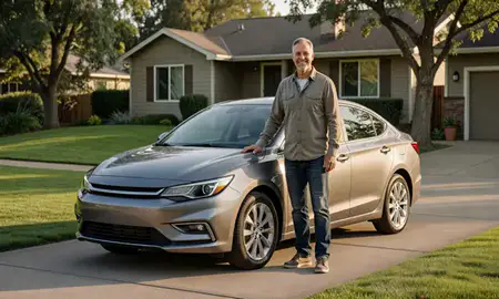 Customer with their delivered car in Roseburg, Oregon, United States