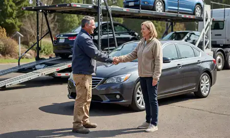 Vehicle owner beside their delivered car in Roseburg, Oregon, United States