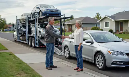 Vehicle owner beside their delivered car in Salem, Oregon, United States