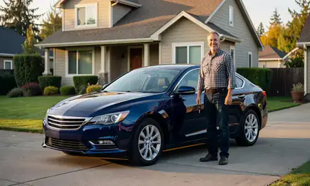 Car delivered to a driveway in Tualatin, Oregon, United States