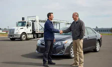 Vehicle owner beside their delivered car in Tualatin, Oregon, United States
