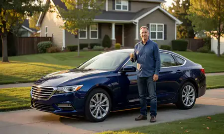 Car delivered to a driveway in West Linn, Oregon, United States