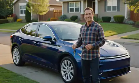 Car delivered to a driveway in Wilsonville, Oregon, United States