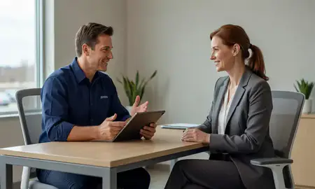 Customer discussing car shipping options in Wilsonville, Oregon, United States