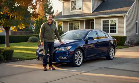 Customer with their delivered car in Woodburn, Oregon, United States