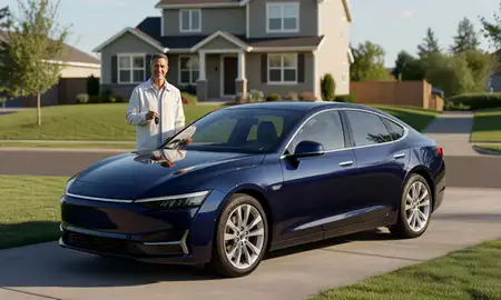 Car delivered to a driveway in Woodburn, Oregon, United States