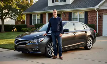Customer with their delivered car in Pennsylvania, United States