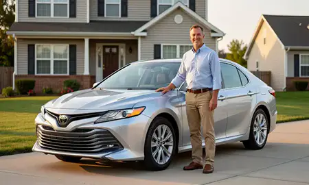 Customer with their delivered car in Altoona, Pennsylvania, United States