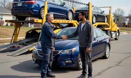 Vehicle owner beside their delivered car in Altoona, Pennsylvania, United States