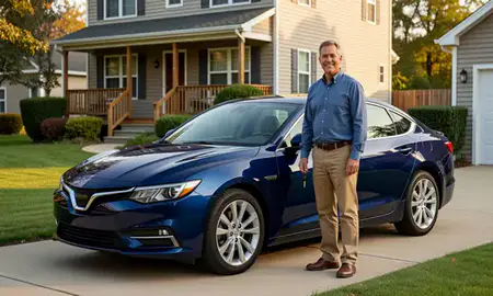 Car delivered to a driveway in Baldwin, Pennsylvania, United States