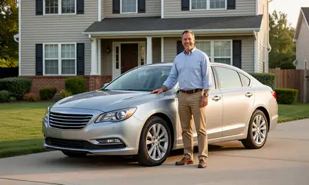 Customer with their delivered car in Bethlehem, Pennsylvania, United States