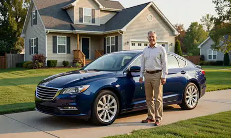 Car delivered to a driveway in Bethlehem, Pennsylvania, United States