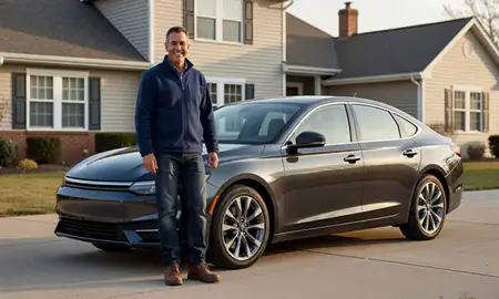 Customer with their delivered car in Chambersburg, Pennsylvania, United States