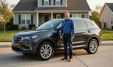 Car delivered to a driveway in Chambersburg, Pennsylvania, United States