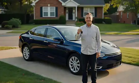 Car delivered to a driveway in Chester, Pennsylvania, United States