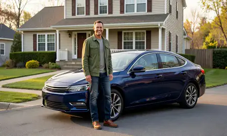 Customer with their delivered car in Drexel Hill, Pennsylvania, United States