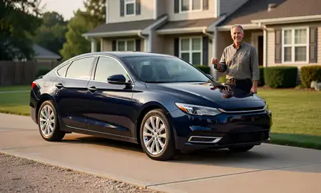 Car delivered to a driveway in Easton, Pennsylvania, United States