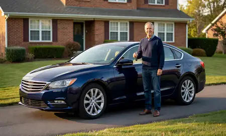 Car delivered to a driveway in Erie, Pennsylvania, United States