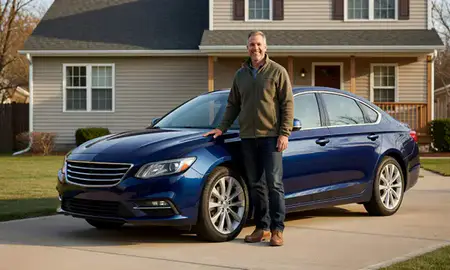 Customer with their delivered car in Harrisburg, Pennsylvania, United States