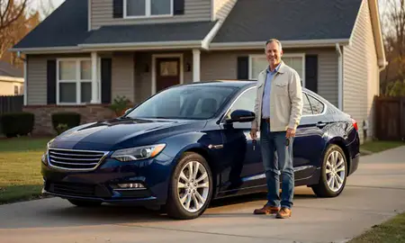 Car delivered to a driveway in Harrisburg, Pennsylvania, United States