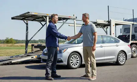 Vehicle owner beside their delivered car in Harrisburg, Pennsylvania, United States