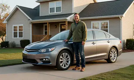 Customer with their delivered car in Hazleton, Pennsylvania, United States