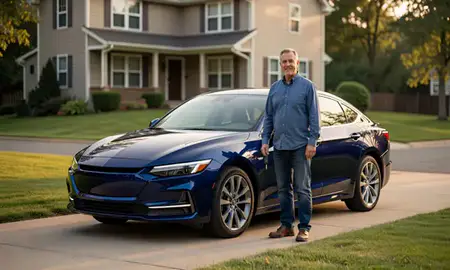 Car delivered to a driveway in King of Prussia, Pennsylvania, United States