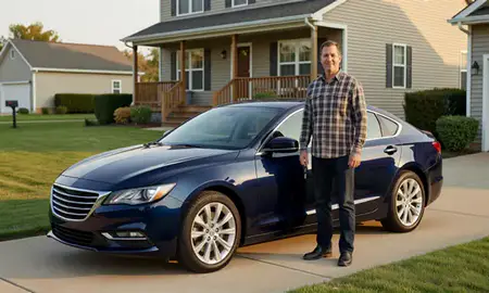 Car delivered to a driveway in Lancaster, Pennsylvania, United States
