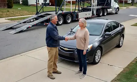 Vehicle owner beside their delivered car in Lancaster, Pennsylvania, United States