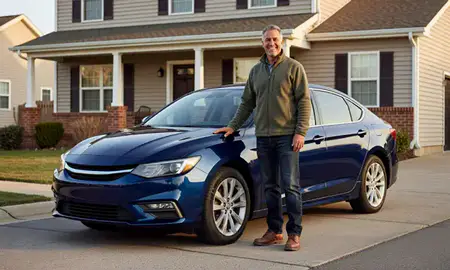 Customer with their delivered car in Lebanon, Pennsylvania, United States