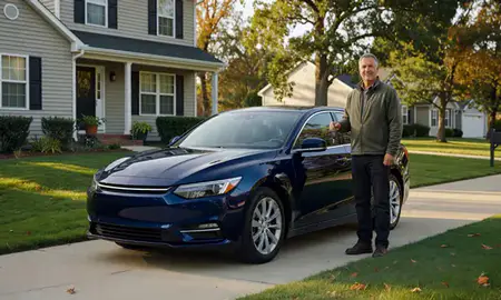 Car delivered to a driveway in Lebanon, Pennsylvania, United States