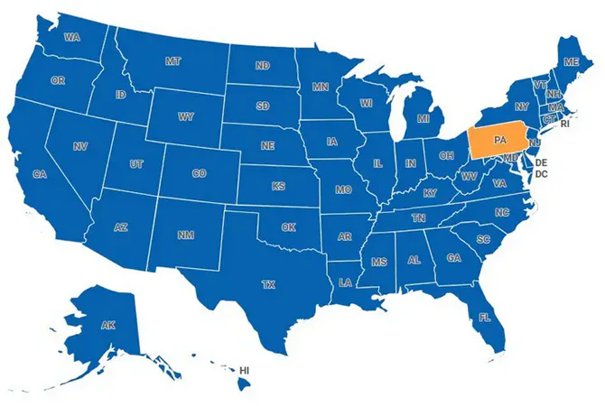 Map of Pennsylvania, United States