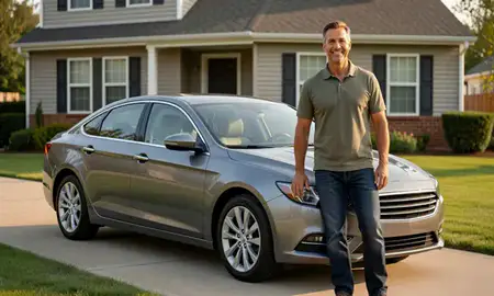 Customer with their delivered car in Monroeville, Pennsylvania, United States