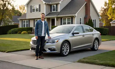 Customer with their delivered car in Norristown, Pennsylvania, United States