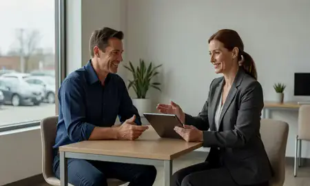 Customer discussing car shipping options in Norristown, Pennsylvania, United States
