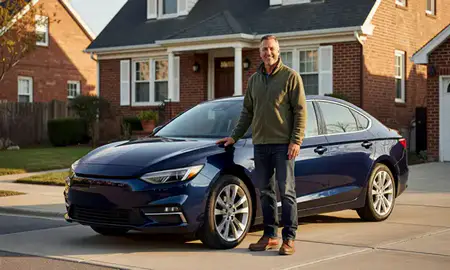 Customer with their delivered car in Philadelphia, Pennsylvania, United States