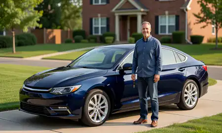 Car delivered to a driveway in Philadelphia, Pennsylvania, United States