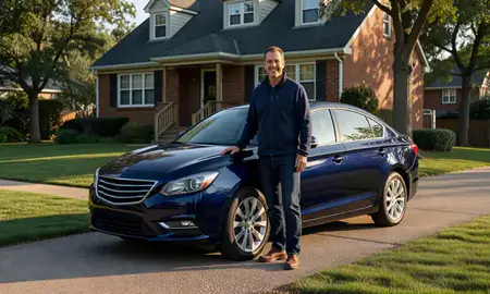 Customer with their delivered car in Pittsburgh, Pennsylvania, United States