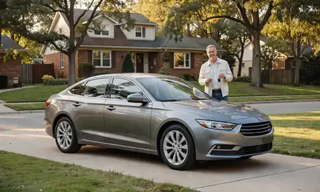 Car delivered to a driveway in Pittsburgh, Pennsylvania, United States